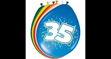 Folat Verjaardag leeftijd ballonnen - 35 jaar - 8x stuks - mix kleuren - feestartikelen/versiering
