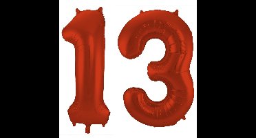 Folat Verjaardag Leeftijd folieballon - 13 jaar - rood - 86 cm - cijferballon groot