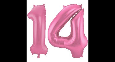 Folat Verjaardag Leeftijd folieballon - 14 jaar - roze - 86 cm - cijferballon groot