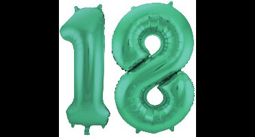 Folat Verjaardag Leeftijd folieballon - 18 jaar - groen - 86 cm - cijferballon groot