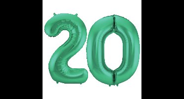 Folat Verjaardag Leeftijd folieballon - 20 jaar - groen - 86 cm - cijferballon groot