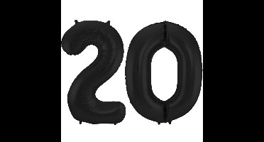 Folat Verjaardag Leeftijd folieballon - 20 jaar - zwart - 86 cm - cijferballon groot