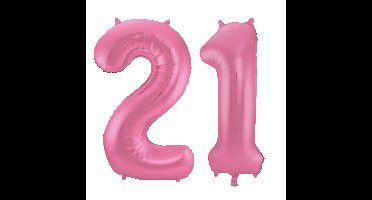 Folat Verjaardag Leeftijd folieballon - 21 jaar - roze - 86 cm - cijferballon groot