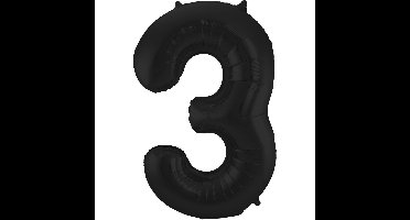 Folat Verjaardag Leeftijd folieballon - 3 jaar - zwart - 86 cm - cijferballon groot