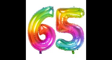 Folat Verjaardag Leeftijd folieballon - 65 jaar - multi kleuren - 86 cm - cijferballon groot