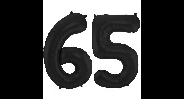 Folat Verjaardag Leeftijd folieballon - 65 jaar - zwart - 86 cm - cijferballon groot