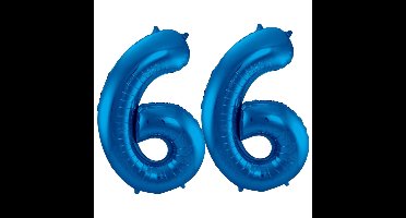 Folat Verjaardag Leeftijd folieballon - 66 jaar - blauw - 86 cm - cijferballon groot