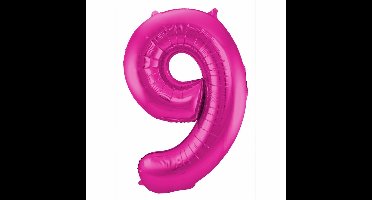 Folat Verjaardag Leeftijd folieballon - 9 jaar - roze - 86 cm - cijferballon groot