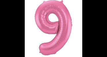 Folat Verjaardag Leeftijd folieballon - 9 jaar - roze - 86 cm - cijferballon groot