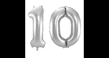 Folat Verjaardag Leeftijd folieballonnen - 10 jaar - zilver - 86 cm - cijferballon groot