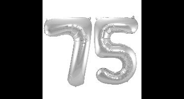 Folat Verjaardag Leeftijd folieballonnen - 75 jaar - zilver - 86 cm - cijferballon groot