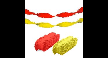 Folat versiering feest slingers - combi set - rood en geel - 24 meter - crepe papier
