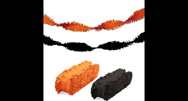 Folat versiering slingers - combi set - zwart/oranje - 24 meter - crepe papier