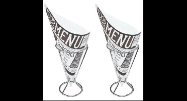 Frietzakhouders - 4x - met 80x frietzakjes - RVS/papier - 9 X 16 cm