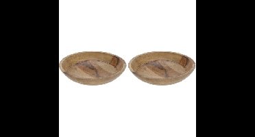 Fruitschaal/fruitmand - 2x - donker mangohout - 30 x 7 cm - serveerschaal