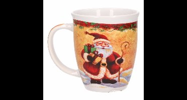G. Wurm Kerstmok kerstman met cadeautjes - keramiek - 300 ml - koffie/thee mok - kerstversiering