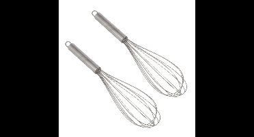 Garde/klopper - 2x stuks - RVS - met ophangoog - 30 cm - keukengerei