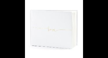Gastenboek/receptieboek Love - Bruiloft - wit/goud - 24 x 18,5 cm