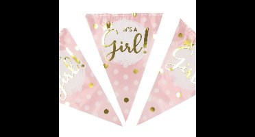 Geboorte vlaggenlijn baby meisje it's a girl - roze - 10 meter - Babyshower - Versiering