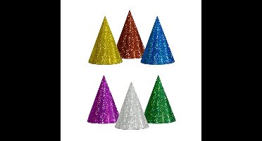 Gekleurde kartonnen feesthoedjes - glitters en multi kleuren - 20x stuks - verjaardag