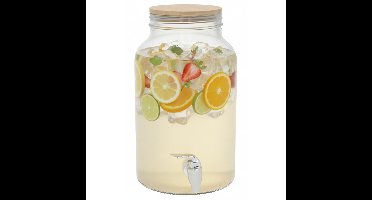 Gerimport dispenser cocktails /water / limonade - 6 ltr - met tap - borosilicaat glas - zomer