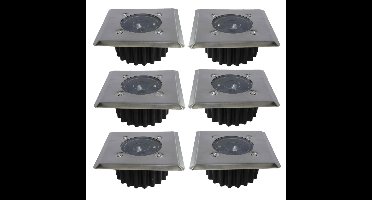 Gerimport grondspot - 6x - solar - tuinverlichting - zilver - vierkant