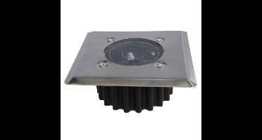 Gerimport grondspot - solar - tuinverlichting - zilver - vierkant