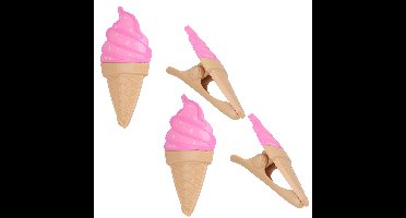 Gerimport Handdoekknijpers - 4x - bruin - ijsje - handdoekklem - kunststof