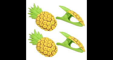 Gerimport Handdoekknijpers - 4x - geel - ananas - handdoekklem - kunststof