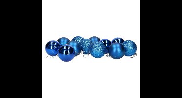 Gerimport Kerstballen - 12ST - blauw - mat/glans/glitter - D6 cm