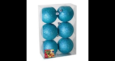 Gerimport Kerstballen - 6x - ijsblauw - kunststof - D4 cm