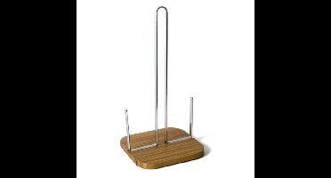 Gerimport Keukenrolhouder - metaal/bamboe - staand - tafel model - 31 cm