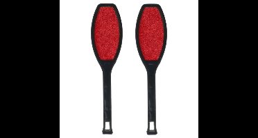 Gerimport Kledingborstel - 2x - L27 cm - zwart/rood - pluizenborstel