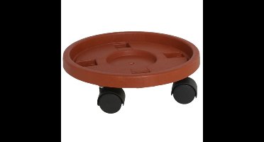 Gerimport Plantentrolley - multiroller - rond - bruin - 26 cm - trolley voor kamerplanten
