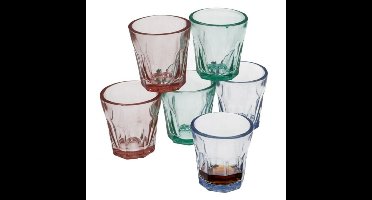 Gerimport Shotglaasjes Everest - 12x stuks - transparant kleurenmix - 5 x 5 cm - 45 ml