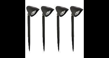 Gerimport - Solar tuinlamp - 4x - zwart - LED - oplaadbaar - H37cm