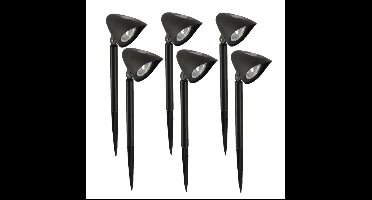 Gerimport - Solar tuinlamp - 6x - zwart - LED - oplaadbaar - H37cm