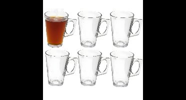 Gerimport Thee bekers / mokken - 6x stuks - glas - 255 ml