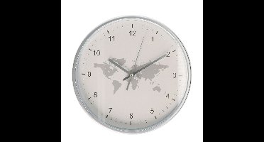 Gerimport Wandklok - wit - wereldkaart - 30 cm - klok