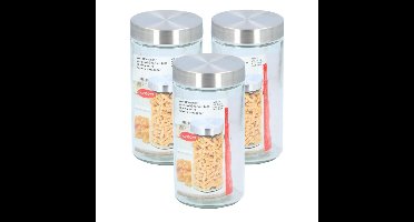 Glazen luxe voorraadpot/voorraadbus 1500 ml - 3x stuks - 1,5 liter - 22 cm - Voorraadbussen