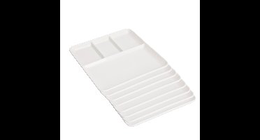 Gourmetbord - 8x - 4 vakjes - vierkant - wit - porselein - D25 cm - Fonduebord/barbecue bord