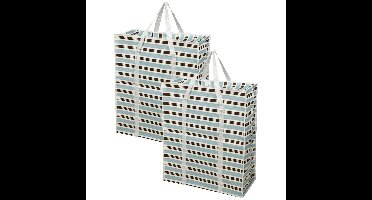 Grote opberg tas voor dekens/kussens/speelgoed - 2x - met rits - Retro kleuren mix - 55 x 27 x 65 cm