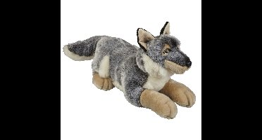 Grote pluche grijze wolf knuffeldier - 50 cm - Wolven knuffels - Speelgoed voor kinderen
