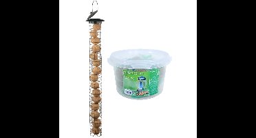 Grote vogel voedersilo metaal 83 cm inclusief 14 vetbollen