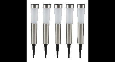 Grundig Prikspot - 5x - solar - tuinverlichting - RVS - 56 cm