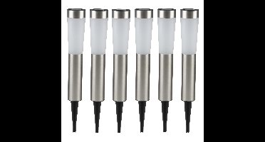 Grundig Prikspot - 6x - solar - tuinverlichting - RVS - 56 cm