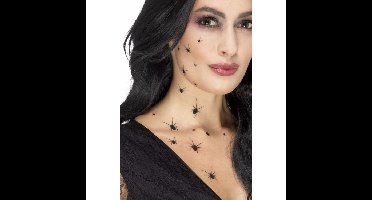 Halloween Zwarte spinnen tattoos - 2 vellen - Horror/Halloween - verkleed thema accessoires