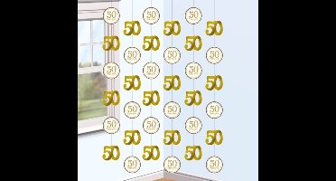 Hangdecoratie slingers - jubileum - 50 jaar - goud - feestdecoratie - feestartikelen
