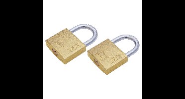 Hangslot met 2 sleutels - 2x - 50 mm - messing - kofferslot