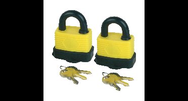 Hangslot met 3 sleutels - 2x - 50 mm - messing - waterdicht - kofferslot